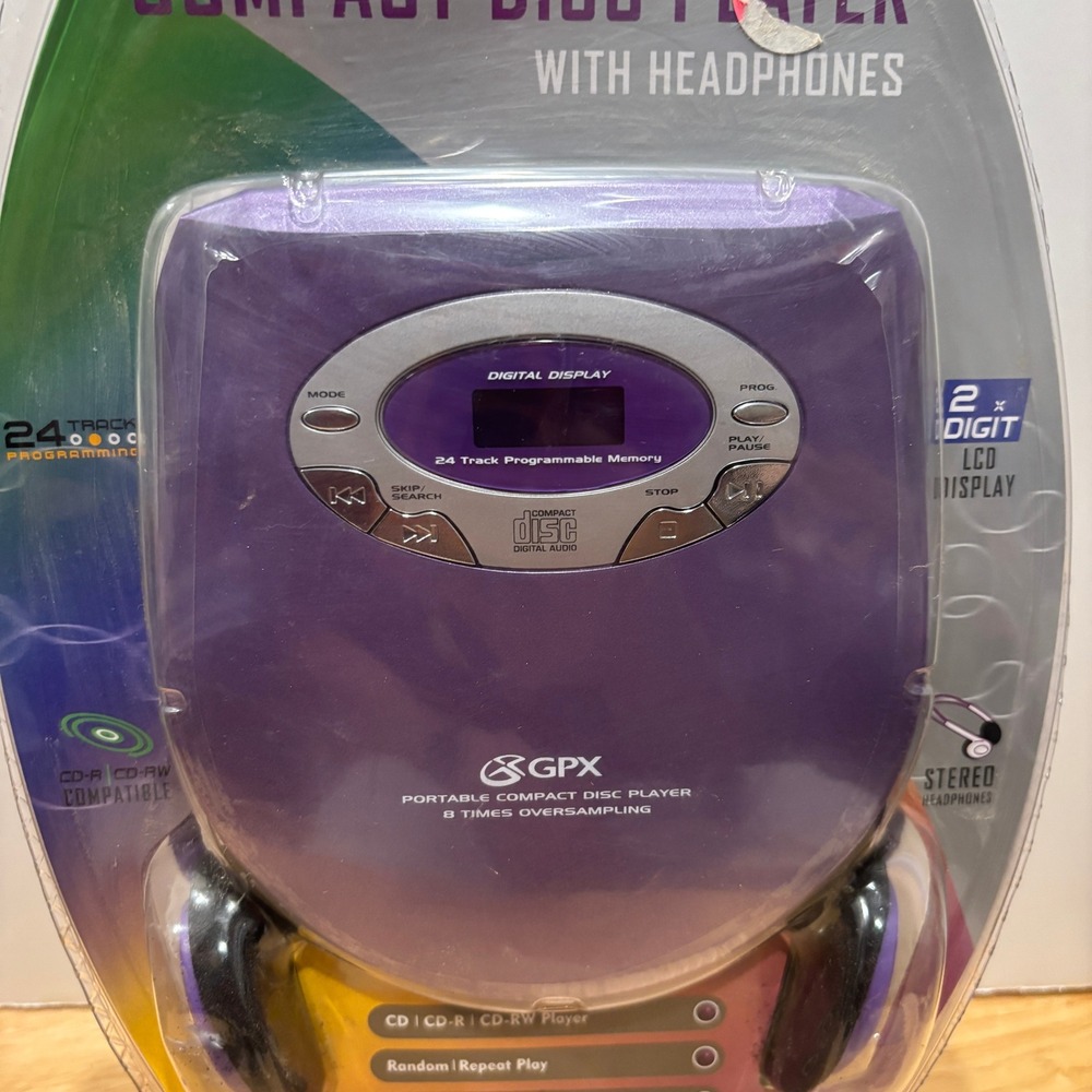 GPX C3849CITPUR Portable CD Player with Headphones Purple Vintage Style NEW